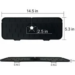 Langray Kitchen Faucet Sink Splash Guards, Silicone Faucet Water Catcher Pads, Foldable Sink Faucet Splashbacks, Behind Faucet Sink Drain Pads, Kitchen, Farmhouse And RV Drying Pads (Black) -Faucet Shop 65811238 4