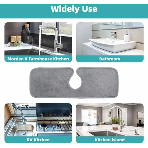 QERSTA 4 Pcs Absorbent Pad For Kitchen Faucet Anti-Splash Mat Dish Drying Mat (4515CM) 4 QERSTA 4 Pcs Absorbent Pad For Kitchen Faucet Anti-Splash Mat Dish Drying Mat (4515CM) - Image 4