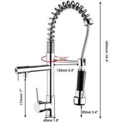 RHAFAYRE Kitchen Sink Mixer Tap Chrome Brass 360 Degree Rotation Single Hole With Pull Out Spray Kitchen Sink Taps 8 RHAFAYRE Kitchen Sink Mixer Tap Chrome Brass 360 Degree Rotation Single Hole With Pull Out Spray Kitchen Sink Taps -Faucet Shop 66821724 4