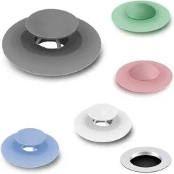 QERSTA Hair Catcher Drain Stopper, 2 In 1 Shower Drain Cover, Silicone Drain Strainers For Tub/Bathtub/Floor Drain/Kitchen Sink (5 Pack)