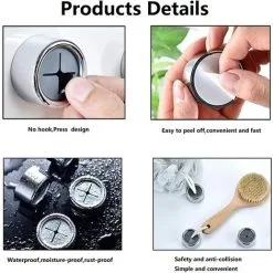 EINEMGELD 4 Pieces Kitchen Towel Hooks Round Adhesive Dish Towel Hook Premium Chrome Finish & Easy Installation Wall Mount Hand Towel Hook Ideal As Bathroom, Shower Or Outdoor Towel Holders 7 EINEMGELD 4 Pieces Kitchen Towel Hooks Round Adhesive Dish Towel Hook Premium Chrome Finish & Easy Installation Wall Mount Hand Towel Hook Ideal As Bathroom, Shower Or Outdoor Towel Holders -Faucet Shop 68107682 3