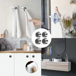 EINEMGELD 4 Pieces Kitchen Towel Hooks Round Adhesive Dish Towel Hook Premium Chrome Finish & Easy Installation Wall Mount Hand Towel Hook Ideal As Bathroom, Shower Or Outdoor Towel Holders 8 EINEMGELD 4 Pieces Kitchen Towel Hooks Round Adhesive Dish Towel Hook Premium Chrome Finish & Easy Installation Wall Mount Hand Towel Hook Ideal As Bathroom, Shower Or Outdoor Towel Holders -Faucet Shop 68107682 4