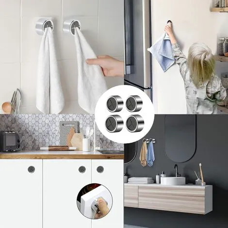 EINEMGELD 4 Pieces Kitchen Towel Hooks Round Adhesive Dish Towel Hook Premium Chrome Finish & Easy Installation Wall Mount Hand Towel Hook Ideal As Bathroom, Shower Or Outdoor Towel Holders 4 EINEMGELD 4 Pieces Kitchen Towel Hooks Round Adhesive Dish Towel Hook Premium Chrome Finish & Easy Installation Wall Mount Hand Towel Hook Ideal As Bathroom, Shower Or Outdoor Towel Holders - Image 4