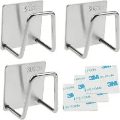 MONLY Pieces Small Kitchen Sponge Holder Waterproof Stainless Steel Sink Basket Organizer Adhesive No Drilling For Kitchen Sponge Sink Cover Brush - Silver