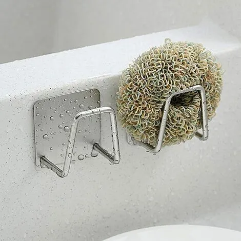 MONLY Pieces Small Kitchen Sponge Holder Waterproof Stainless Steel Sink Basket Organizer Adhesive No Drilling For Kitchen Sponge Sink Cover Brush - Silver 3 MONLY Pieces Small Kitchen Sponge Holder Waterproof Stainless Steel Sink Basket Organizer Adhesive No Drilling For Kitchen Sponge Sink Cover Brush - Silver - Image 3
