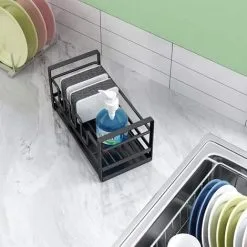 FUHUIDATRADING Sponge Holder Kitchen Sink Caddy Cleaning Brush Organizer Rack -Faucet Shop 69525270 4