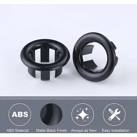 JOORRT 6 Piece Sink Overflow Ring Universal Cover For Bathroom Black 2 JOORRT 6 Piece Sink Overflow Ring Universal Cover For Bathroom Black - Image 2