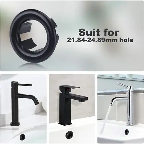 JOORRT 6 Piece Sink Overflow Ring Universal Cover For Bathroom Black 5 JOORRT 6 Piece Sink Overflow Ring Universal Cover For Bathroom Black - Image 5