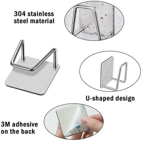 DENUOTOP 4 Piece Sink Holder, Kitchen Sponge Holder, Self Adhesive Sponge Holder, Sink Hook, No Drill Stainless Steel Waterproof Sink Holder For Kitchen Sink, Kitchen, Laundry. 2 DENUOTOP 4 Piece Sink Holder, Kitchen Sponge Holder, Self Adhesive Sponge Holder, Sink Hook, No Drill Stainless Steel Waterproof Sink Holder For Kitchen Sink, Kitchen, Laundry. - Image 2