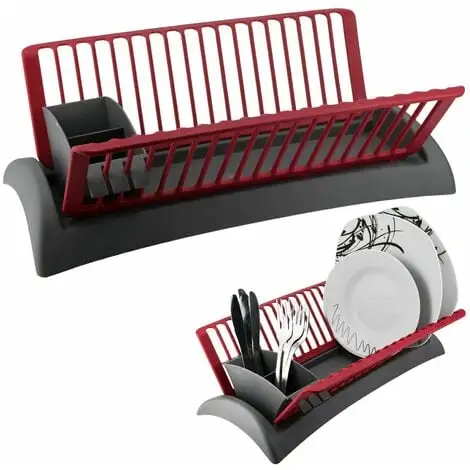 Geezy Compact Space Saving Plastic Dish Drainer Draining Rack With Drip Tray & Adjustable Cutlery Section 2 Geezy Compact Space Saving Plastic Dish Drainer Draining Rack With Drip Tray & Adjustable Cutlery Section - Image 2