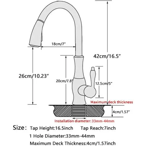 Suguword Kitchen Tap With Pull Out Spray Single Handle Solid Brass 360° Swivel Brushed Nickel Mixer Tap 4 Suguword Kitchen Tap With Pull Out Spray Single Handle Solid Brass 360° Swivel Brushed Nickel Mixer Tap - Image 4