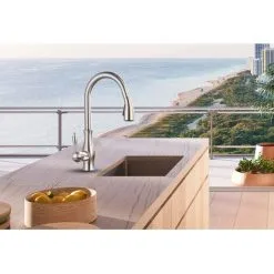 Suguword Kitchen Tap With Pull Out Spray Single Handle Solid Brass 360° Swivel Brushed Nickel Mixer Tap 9 Suguword Kitchen Tap With Pull Out Spray Single Handle Solid Brass 360° Swivel Brushed Nickel Mixer Tap -Faucet Shop 72218599 5