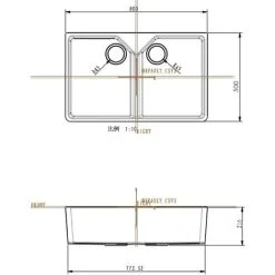 Park Lane Belfast Sinks Composite Deep Large Double Bowl Kitchen Sink White Waste 800mm -Faucet Shop 72751944 5