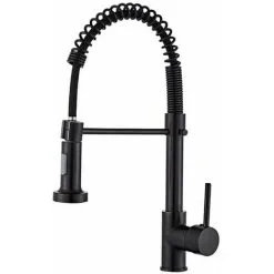QERSTA Kitchen Mixer Tap Matte Black Kitchen Faucet With Pull-out Sprayer Black