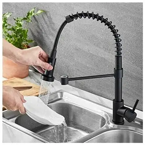 QERSTA Kitchen Mixer Tap Matte Black Kitchen Faucet With Pull-out Sprayer Black 3 QERSTA Kitchen Mixer Tap Matte Black Kitchen Faucet With Pull-out Sprayer Black - Image 3
