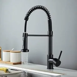 QERSTA Kitchen Mixer Tap Matte Black Kitchen Faucet With Pull-out Sprayer Black 8 QERSTA Kitchen Mixer Tap Matte Black Kitchen Faucet With Pull-out Sprayer Black -Faucet Shop 75028655 4