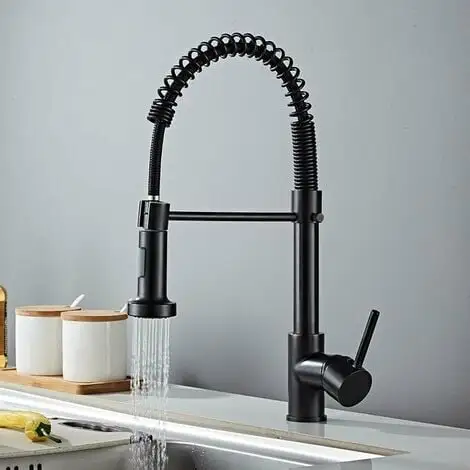 QERSTA Kitchen Mixer Tap Matte Black Kitchen Faucet With Pull-out Sprayer Black 4 QERSTA Kitchen Mixer Tap Matte Black Kitchen Faucet With Pull-out Sprayer Black - Image 4