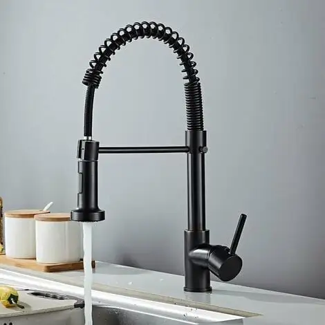 QERSTA Kitchen Mixer Tap Matte Black Kitchen Faucet With Pull-out Sprayer Black 5 QERSTA Kitchen Mixer Tap Matte Black Kitchen Faucet With Pull-out Sprayer Black - Image 5
