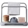 EINEMGELD Telescopic Kitchen Sink Organizer, Cloth Rack, Double Layer, Adjustable, Soap Dish, Steel Sponge Drainer (Gray)