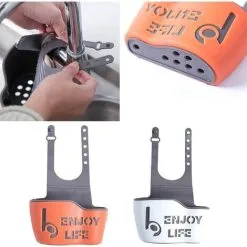 EINEMGELD Sponge Holder, Hanging Sink Basket, Hanging Baskets Drainer Rack Hanging Basket Plastic Sink Organizer For Kitchen Bathroom (White, Orange) -Faucet Shop 75329196 3