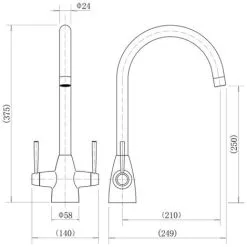 FNX BATHROOMS Brushed Gold Kitchen Sink Dual Lever Mixer Traditional Mixer 5 FNX BATHROOMS Brushed Gold Kitchen Sink Dual Lever Mixer Traditional Mixer -Faucet Shop 76756367 3