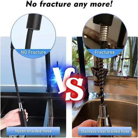 JENDREK PAUL LIMITED SHANFO Black Kitchen Faucet, Kitchen Mixer Tap With Pull Out Shower, 360° Rotatable Sink Mixer Tap With 2 Spray Modes Single Lever Modern Kitchen Faucet KB01E 3 JENDREK PAUL LIMITED SHANFO Black Kitchen Faucet, Kitchen Mixer Tap With Pull Out Shower, 360° Rotatable Sink Mixer Tap With 2 Spray Modes Single Lever Modern Kitchen Faucet KB01E - Image 3