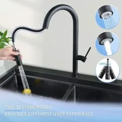JENDREK PAUL LIMITED SHANFO Black Kitchen Faucet, Kitchen Mixer Tap With Pull Out Shower, 360° Rotatable Sink Mixer Tap With 2 Spray Modes Single Lever Modern Kitchen Faucet KB01E 8 JENDREK PAUL LIMITED SHANFO Black Kitchen Faucet, Kitchen Mixer Tap With Pull Out Shower, 360° Rotatable Sink Mixer Tap With 2 Spray Modes Single Lever Modern Kitchen Faucet KB01E -Faucet Shop 77561241 4