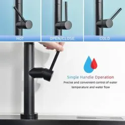 JENDREK PAUL LIMITED SHANFO Black Kitchen Faucet, Kitchen Mixer Tap With Pull Out Shower, 360° Rotatable Sink Mixer Tap With 2 Spray Modes Single Lever Modern Kitchen Faucet KB01E 9 JENDREK PAUL LIMITED SHANFO Black Kitchen Faucet, Kitchen Mixer Tap With Pull Out Shower, 360° Rotatable Sink Mixer Tap With 2 Spray Modes Single Lever Modern Kitchen Faucet KB01E -Faucet Shop 77561241 5