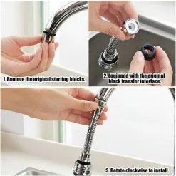 HEGUYEY 2 Pcs Swivel Faucet, 360 Degree Moving Kitchen Faucet Head, 2 Modes Adjustable Shower Head, Filter Sprayer, Kitchen Aerator, Kitchen Faucet, Kitchen Faucet Extender -Faucet Shop 78699711 4