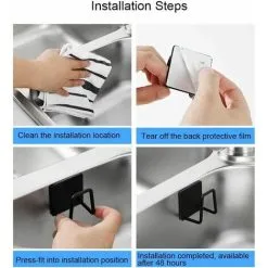 ECHOO Pieces Sponge Holder, Self Adhesive Sponge Holder, Waterproof Stainless Steel Sponge Holder, For Sponges, Brush, Pot Lid, Dish Towel -Faucet Shop 79303998 4