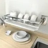 NAXUNNN Wall Mounted Dish Rack Stainless Steel Dish Dryer Silver, 44 X 16cm
