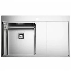 Sauber 1.0 Bowl Kitchen Sink Stainless Steel Square Inset Right Drainer Waste -Faucet Shop 79701078 5