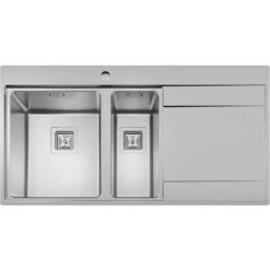 Sauber 1.5 Bowl Square Inset Stainless Steel Kitchen Sink Right Hand Drainer -Faucet Shop 79701161 5