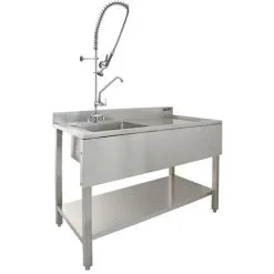 KuKoo Commercial Kitchen Catering Sink & Pre-Rinse Mixer Tap, RH
