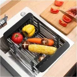 SOEKAVIA Expandable Sink Drain Basket, Telescopic Kitchen Sink Drainer, Sink Storage Basket For Dishes, Tableware, Fruits, Vegetables--16.5 X 24.5 X 9.5cm -Faucet Shop 80870976 3