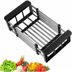 SOEKAVIA Expandable Sink Drain Basket, Telescopic Kitchen Sink Drainer, Sink Storage Basket For Dishes, Tableware, Fruits, Vegetables--16.5 X 24.5 X 9.5cm -Faucet Shop 80870976 5