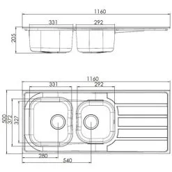 Liquida DK20GR 2.0 Bowl Composite Inset Reversible Large Grey Kitchen Sink -Faucet Shop 81167196 3