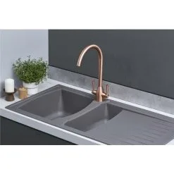 Liquida AR15GR 1.5 Bowl Composite Inset Reversible Grey Kitchen Sink 9 Liquida AR15GR 1.5 Bowl Composite Inset Reversible Grey Kitchen Sink -Faucet Shop 81167207 5