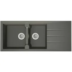 Liquida LP20GR 2.0 Bowl Composite Inset Reversible Grey Kitchen Sink