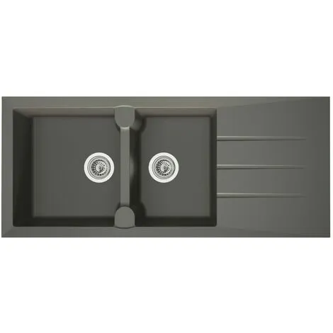 Liquida LP20GR 2.0 Bowl Composite Inset Reversible Grey Kitchen Sink 1 Liquida LP20GR 2.0 Bowl Composite Inset Reversible Grey Kitchen Sink