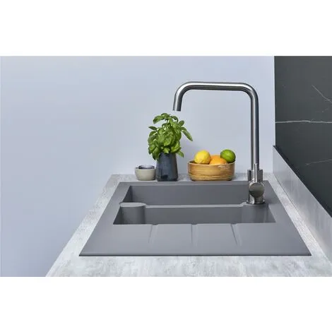 Liquida LP20GR 2.0 Bowl Composite Inset Reversible Grey Kitchen Sink 3 Liquida LP20GR 2.0 Bowl Composite Inset Reversible Grey Kitchen Sink - Image 3