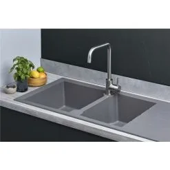 Liquida LP20GR 2.0 Bowl Composite Inset Reversible Grey Kitchen Sink 9 Liquida LP20GR 2.0 Bowl Composite Inset Reversible Grey Kitchen Sink -Faucet Shop 81167216 5