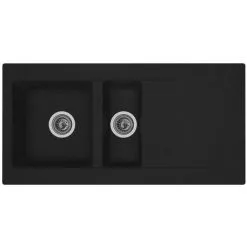 Liquida EW15BL 1.5 Bowl Composite Inset Reversible Black Kitchen Sink