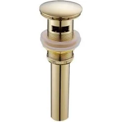 DECKON Modern Pop-up Retro Sink Plug Waste Clicker With Overflow Brass Gold Universal Sink Drainer Valve Basin Siphon With Overflow Hole Polished- With Overf