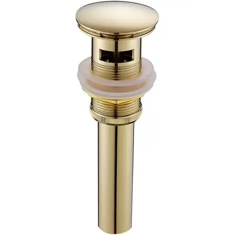 DECKON Modern Pop-up Retro Sink Plug Waste Clicker With Overflow Brass Gold Universal Sink Drainer Valve Basin Siphon With Overflow Hole Polished- With Overf 2 DECKON Modern Pop-up Retro Sink Plug Waste Clicker With Overflow Brass Gold Universal Sink Drainer Valve Basin Siphon With Overflow Hole Polished- With Overf - Image 2
