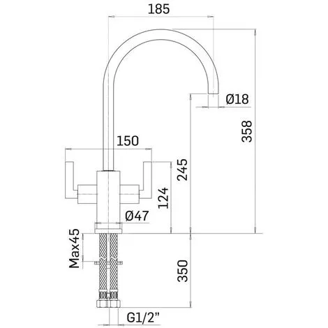 Franke Zell Mono Mixer Twin Lever Chrome Kitchen Tap 2 Franke Zell Mono Mixer Twin Lever Chrome Kitchen Tap - Image 2
