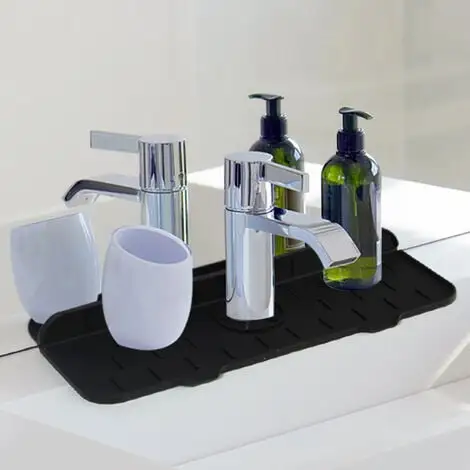 TUMALAGIA Kitchen Faucet Splash Guards Silicone Water Catch Pads Collapsible Kitchen Sink Splatter Guards Kitchen Drain Pads (Black) 5 TUMALAGIA Kitchen Faucet Splash Guards Silicone Water Catch Pads Collapsible Kitchen Sink Splatter Guards Kitchen Drain Pads (Black) - Image 5