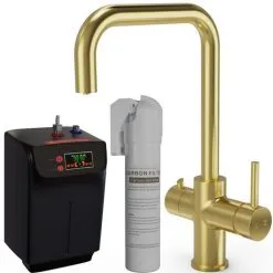 Faucet Shop 27 Liquida EBT311BR 3 In 1 Brushed Brass Instant Hot Water Kitchen Tap