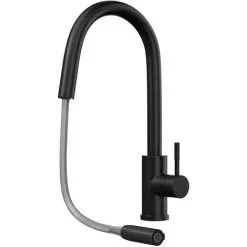 Liquida EPO11MB Single Lever Pull Out Mono Mixer Matt Black Kitchen Mixer Tap