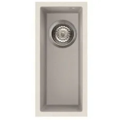 Reginox Elleci Quadra50 Kitchen Sink Half Bowl White Granite Undermount Waste